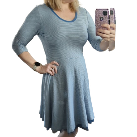 Matilda Jane Between the Lines Blue Stripe Tulle Dress Size Large - Picture 15 of 15